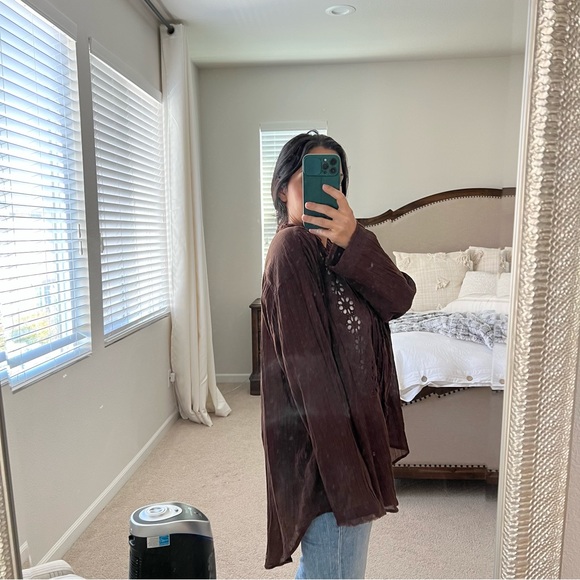 FREE PEOPLE FP ONE Floral Eyelet Embroidered Tunic - Picture 10 of 12